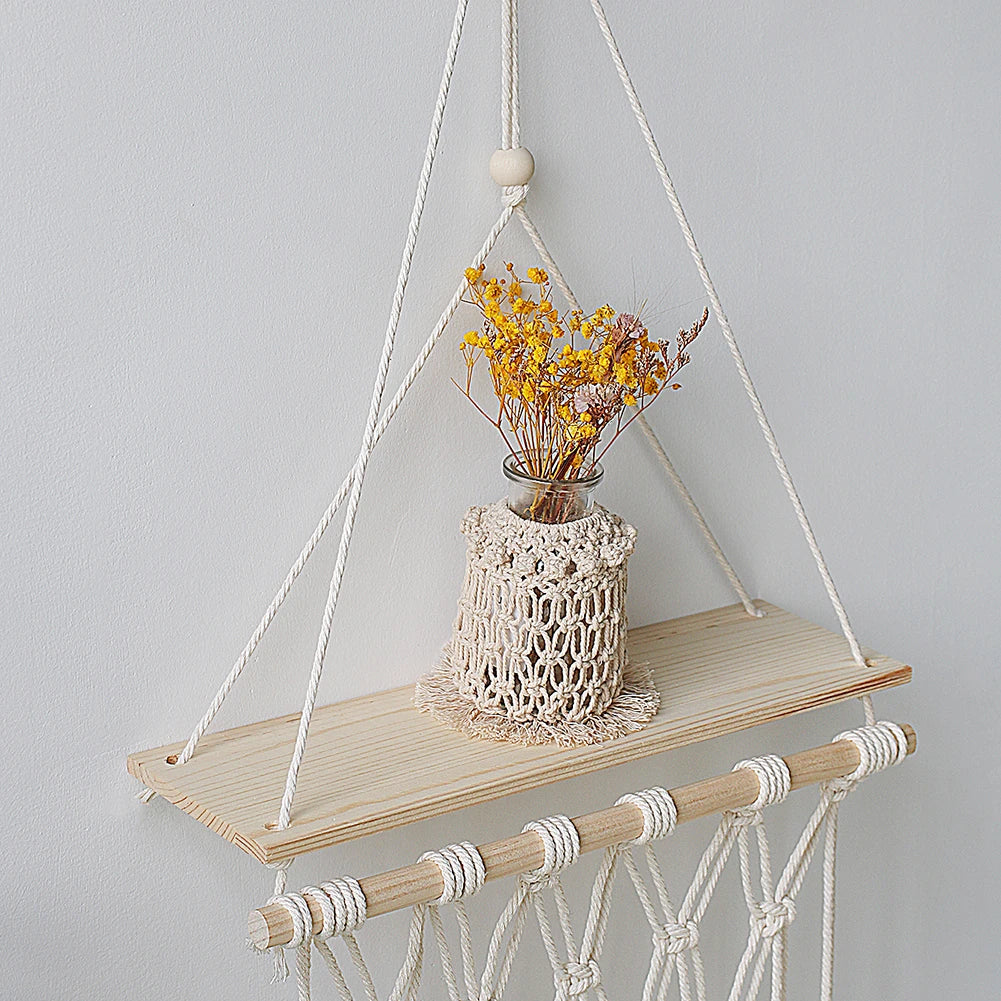 Boho Style Wall Hanging Shelf