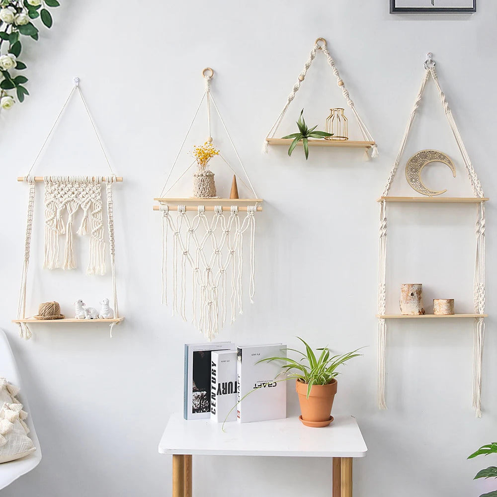 Boho Style Wall Hanging Shelf