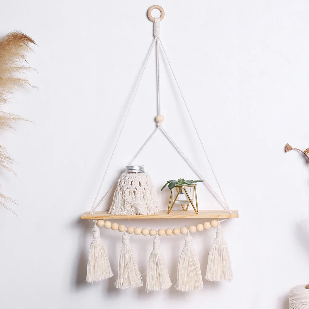 Boho Style Wall Hanging Shelf