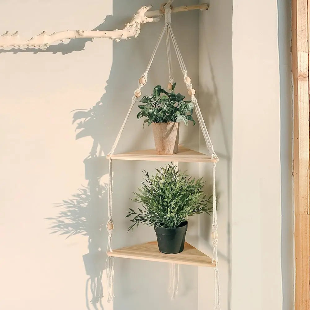 Boho Style Wall Hanging Shelf