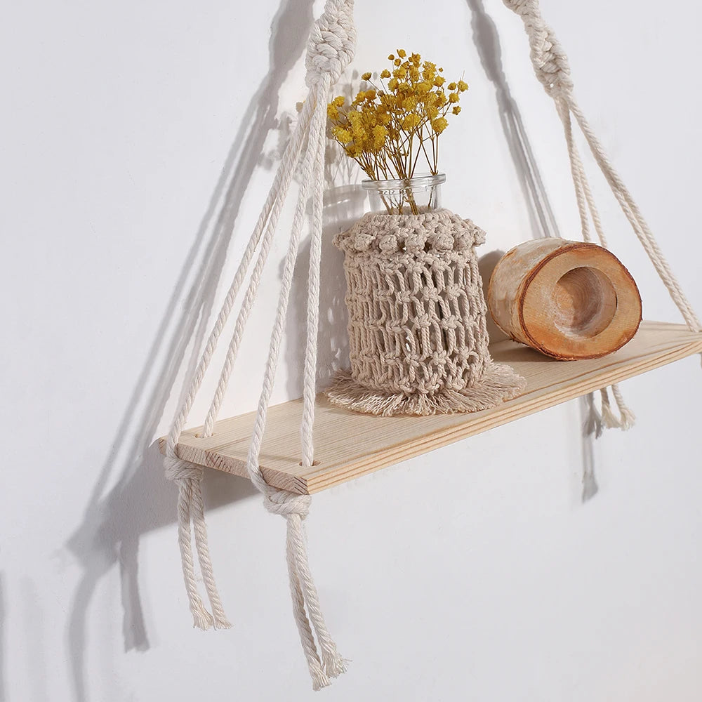 Boho Style Wall Hanging Shelf