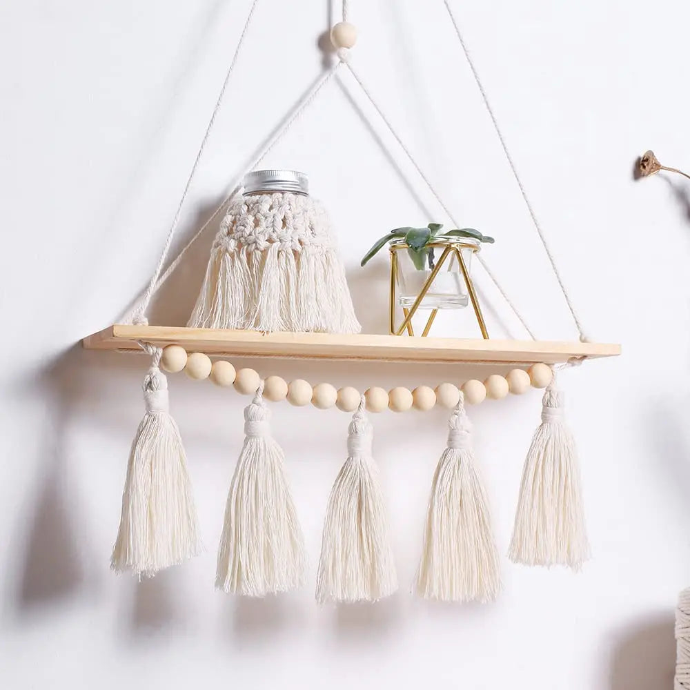 Boho Style Wall Hanging Shelf